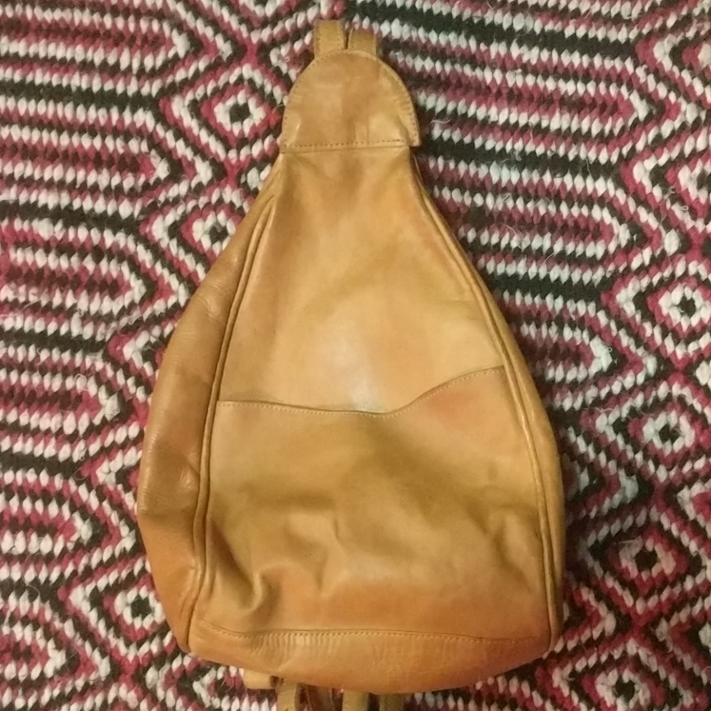 Genuine leather backpack purse